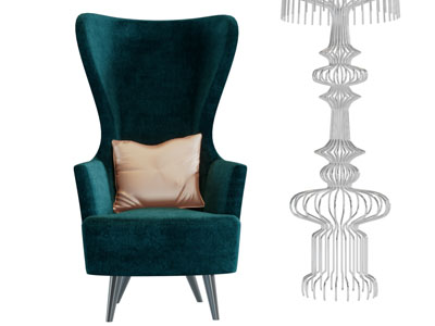 新古典高靠背单人沙发3d模型 新古典高靠背单人沙发