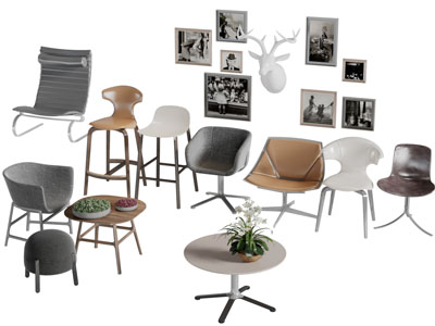 现代休闲椅子茶几组合