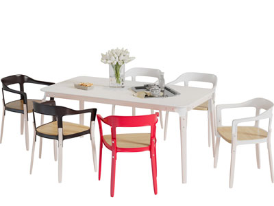 现代长方形餐桌椅组合