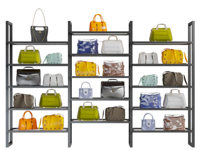 现代金属箱包货架3d模型 现代金属箱包货架