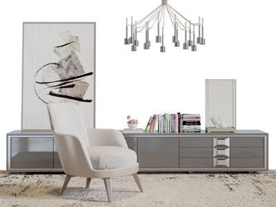 现代电视柜休闲单人沙发