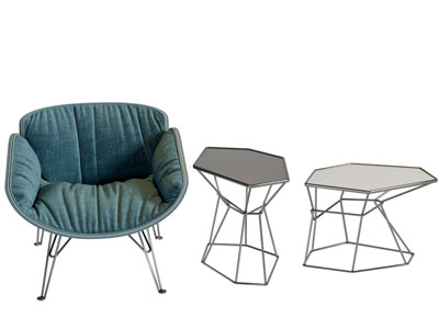 现代布艺休闲椅子茶几组合