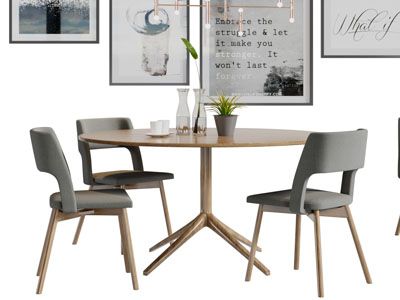 北欧实木圆形餐桌椅组合