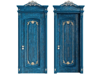 欧式复古蓝色平开门