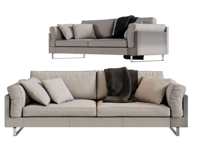 现代布艺多人沙发