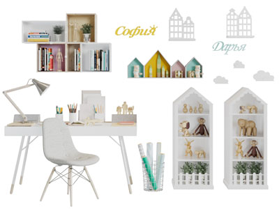 北欧收纳装饰柜书桌椅组合