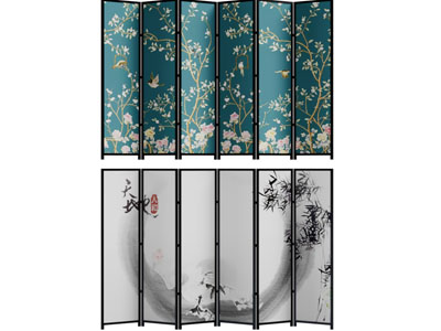 中式花鸟图案的屏风