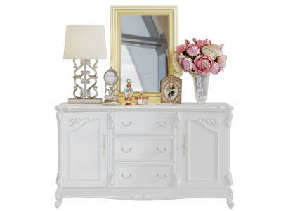 简欧白色玄关柜边柜