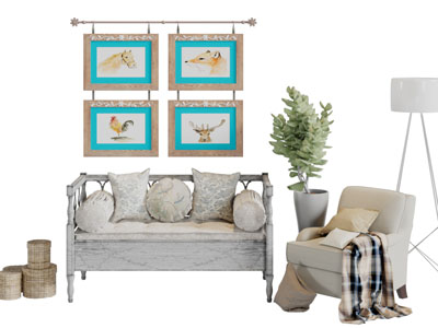 美式双人单人沙发3d模型 美式双人单人沙发