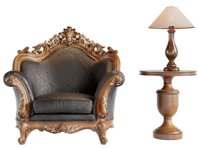 欧式实木雕花边框的单人沙发茶几3d模型 欧式实木雕花边框的单人沙发茶几