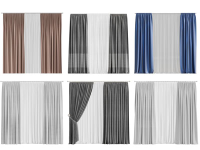 现代布艺窗纱窗帘3d模型 现代布艺窗纱窗帘