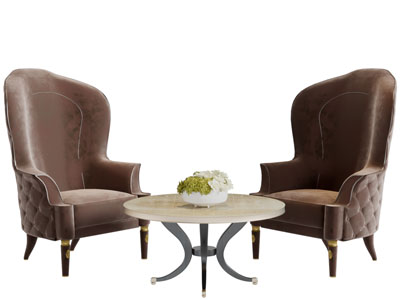 欧式高靠背休闲单人沙发茶几3d模型 欧式高靠背休闲单人沙发茶几