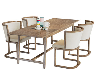 新中式实木餐桌椅组合