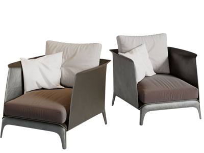 后现代皮革靠背单人沙发3d模型 后现代皮革靠背单人沙发