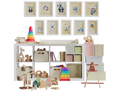 现代儿童积木玩具收纳装饰柜