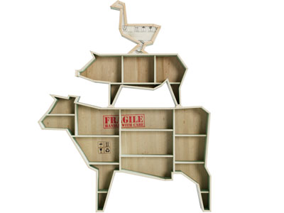 北欧卡通实木收纳装饰架