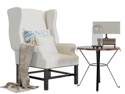 美式休闲单人沙发3d模型 美式休闲单人沙发