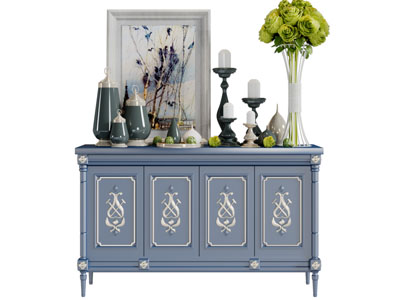 美式蓝色玄关柜边柜
