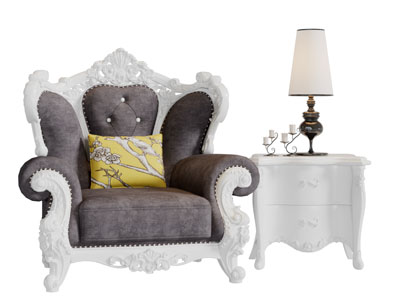 欧式古典单人沙发边柜3d模型 欧式古典单人沙发边柜