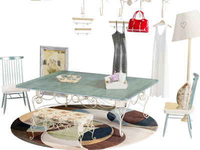 欧式雕花支架的长方形餐桌椅组合