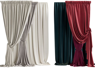 现代布艺窗帘3d模型 现代布艺窗帘