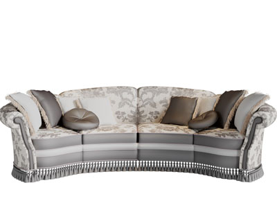 欧式布艺弧形多人沙发