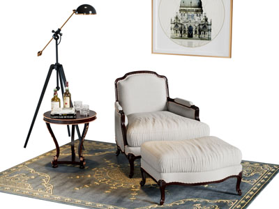 欧式单人沙发脚踏落地灯