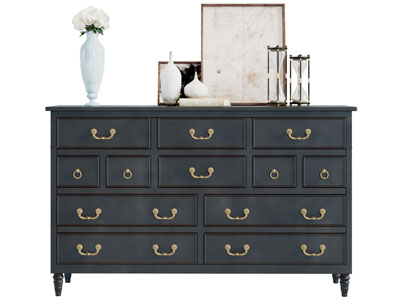 美式黑色实木带抽屉的斗柜玄关柜边柜