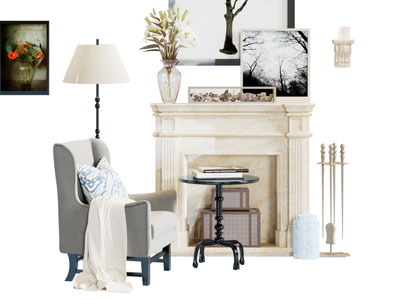 美式大理石壁炉休闲单人沙发3d模型 美式大理石壁炉休闲单人沙发