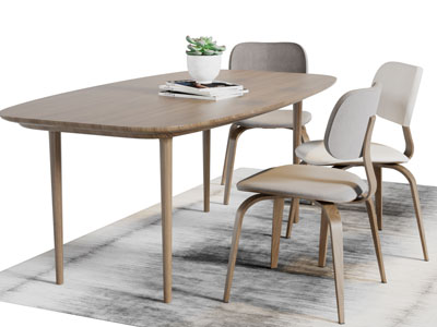 北欧椭圆形餐桌椅组合