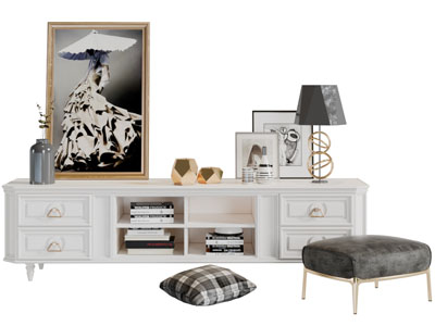 简欧电视柜沙发凳子