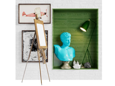 现代画架画板人物雕塑3d模型 现代画架画板人物雕塑