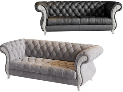 欧式菱形软包靠背多人沙发