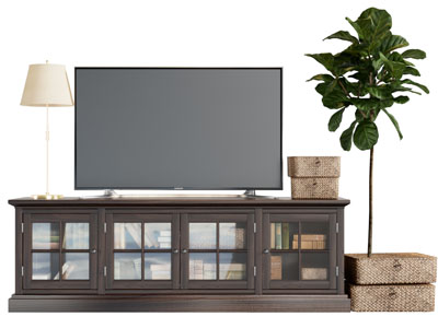 美式实木玻璃柜门电视柜