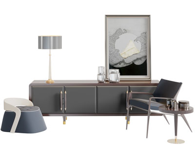 新中式电视柜休闲椅子