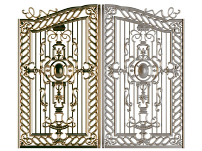 欧式铁艺雕花双扇大门