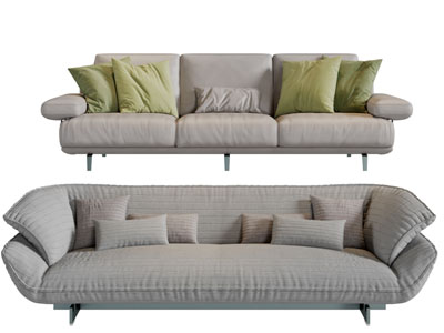 现代布艺多人沙发