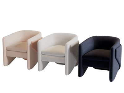 现代半圆形布艺单人沙发3d模型 现代半圆形布艺单人沙发