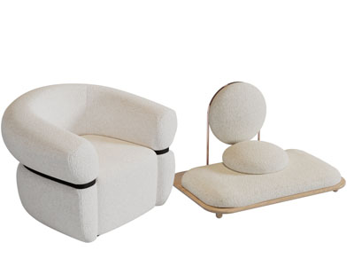 现代白色单人沙发3d模型 现代白色单人沙发