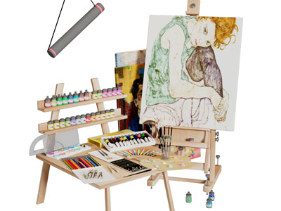 实木画架画具颜料架3d模型 实木画架画具颜料架