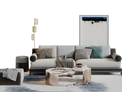 新中式不已多人沙发茶几组合