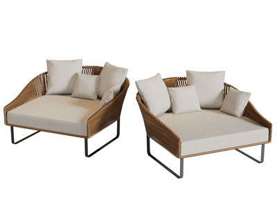 东南亚藤编靠背休闲单人沙发3d模型 东南亚藤编靠背休闲单人沙发