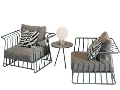 现代金属镂空靠背扶手的单人沙发3d模型 现代金属镂空靠背扶手的单人沙发