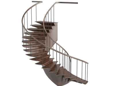 现代实木旋转楼梯3d模型 现代实木旋转楼梯