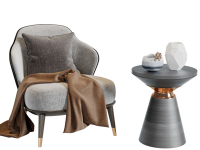 现代单人沙发茶几3d模型 现代单人沙发茶几