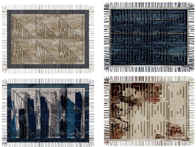 现代立体纹理带流苏的长方形地毯3d模型 现代立体纹理带流苏的长方形地毯