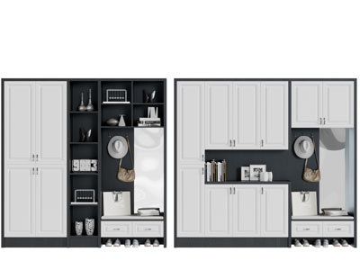 北欧实木黑白撞色玄关鞋柜