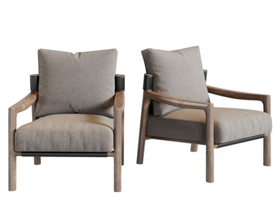 北欧实木边框的布艺休闲椅子