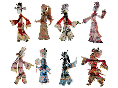 中式国粹皮影复古服饰人物