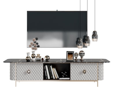 现代轻奢电视柜电视机